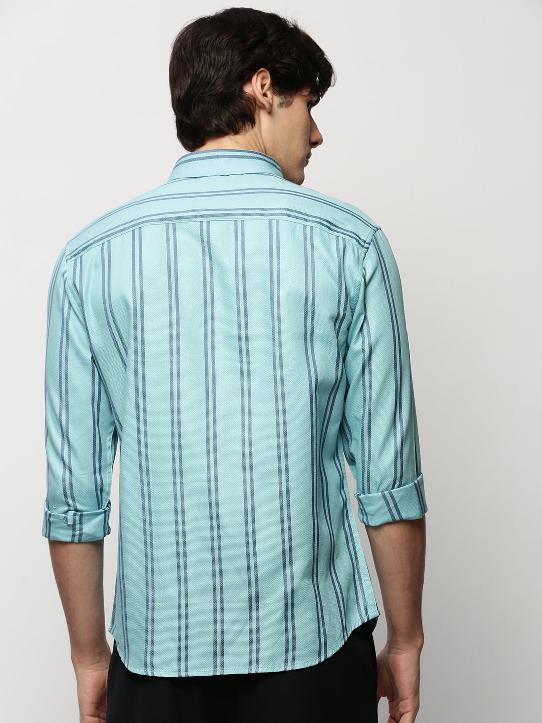 Men Blue Striped Casual Casual Shirts