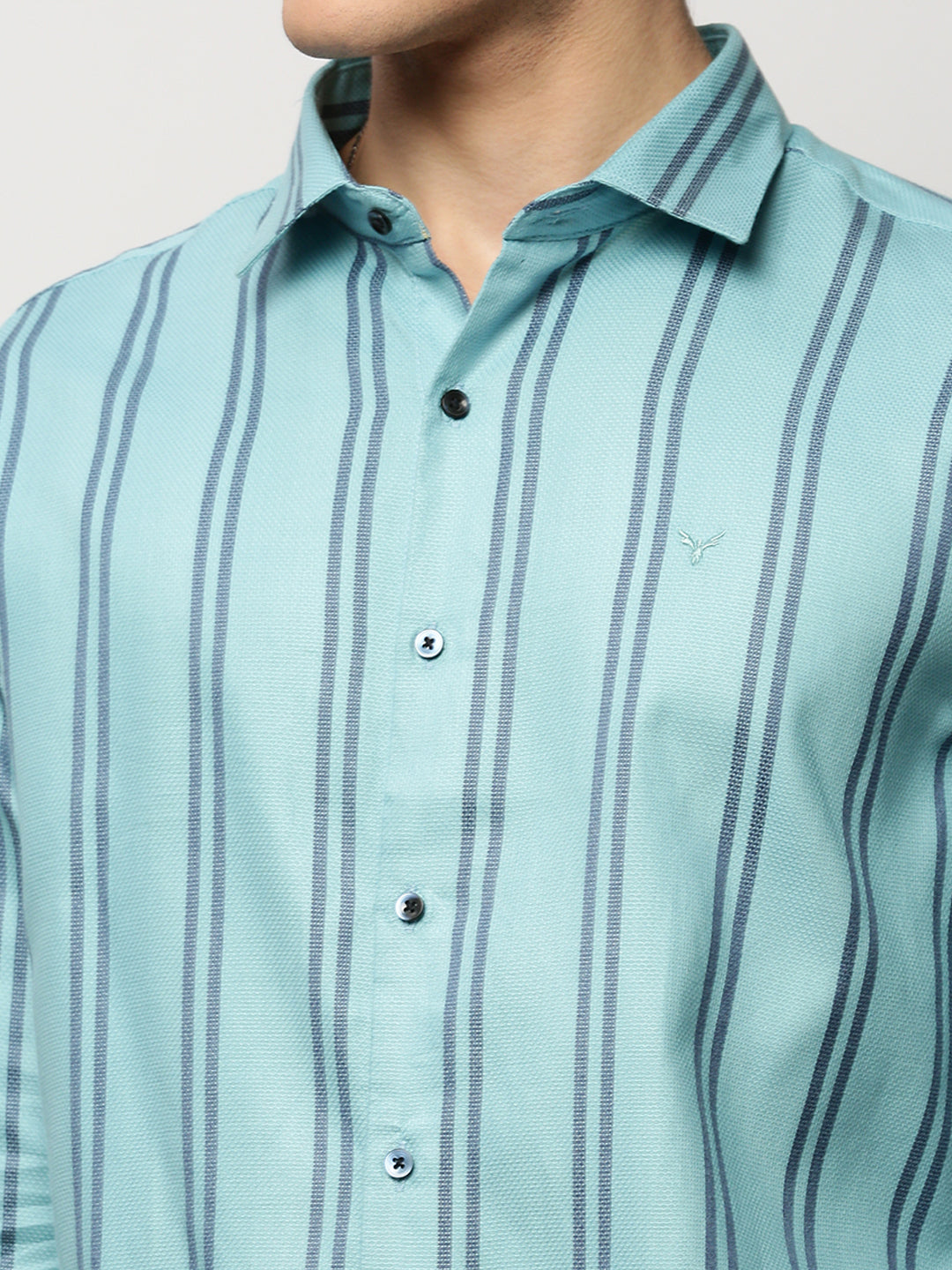 Men Blue Striped Casual Casual Shirts