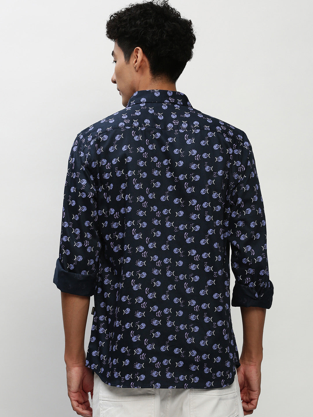 Men Navy Printed Casual Casual Shirts