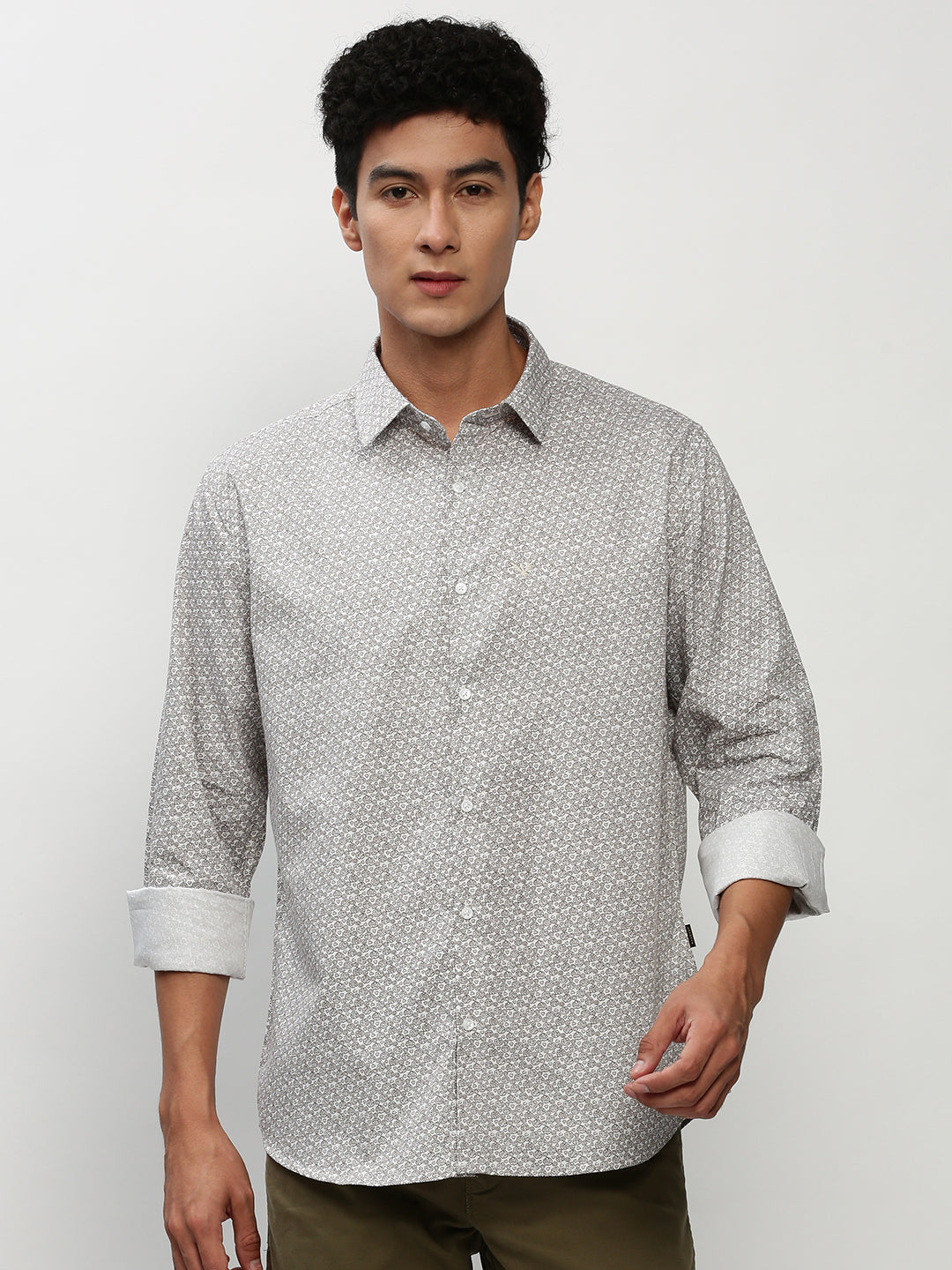 Men White Printed Casual Casual Shirts