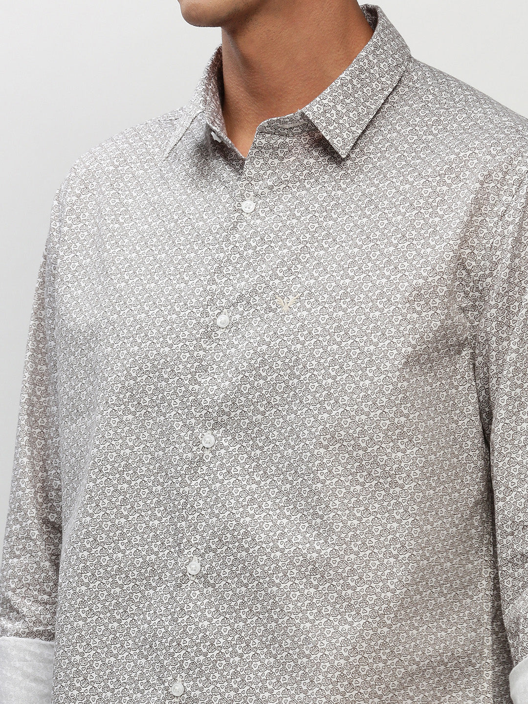 Men White Printed Casual Casual Shirts