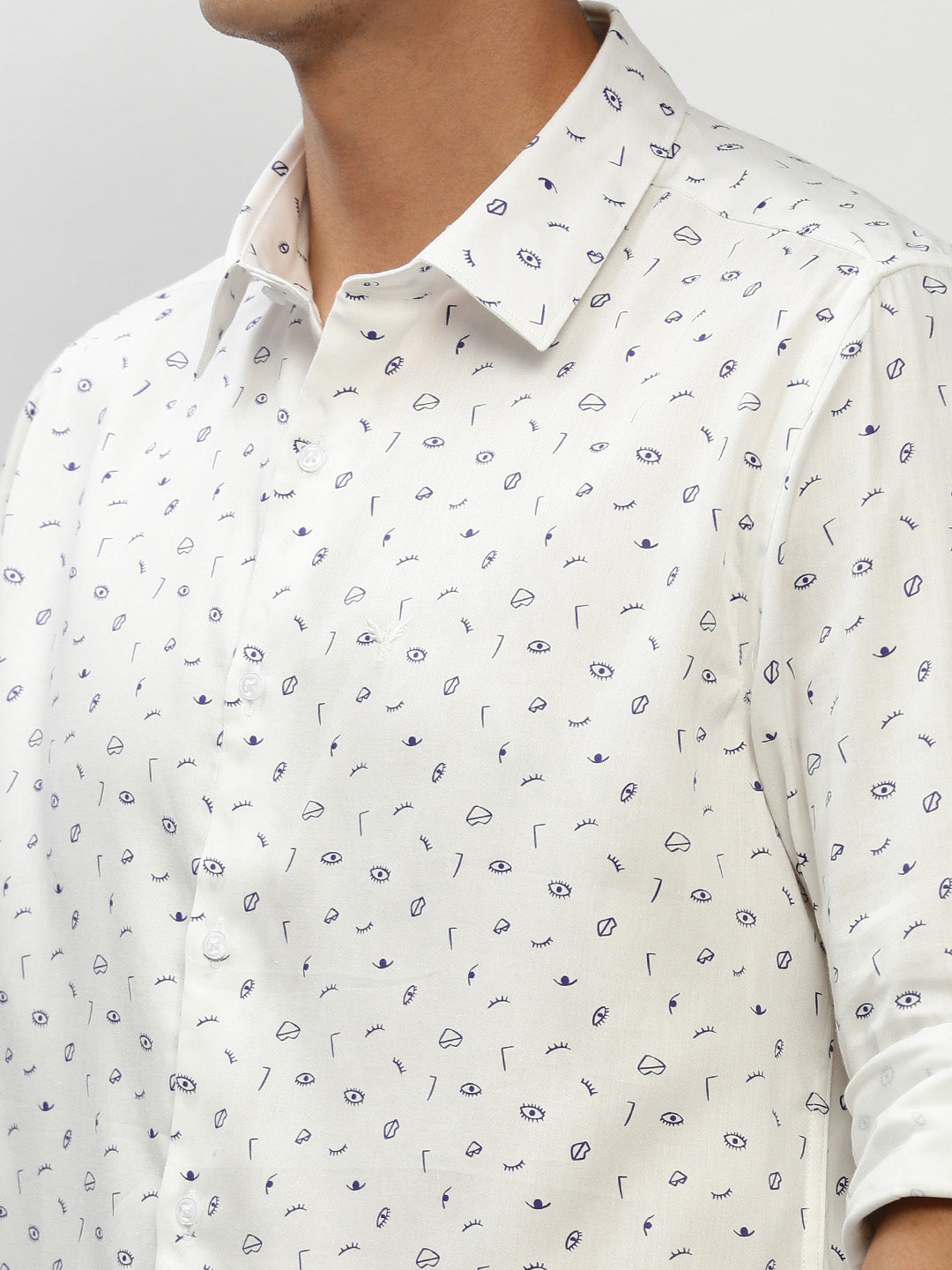 Men White Printed Casual Casual Shirts