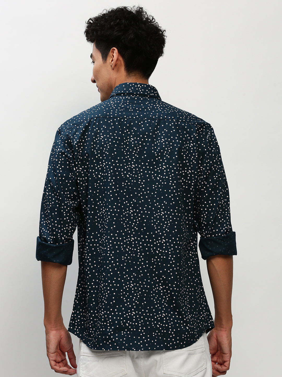 Men Teal Printed Casual Casual Shirts