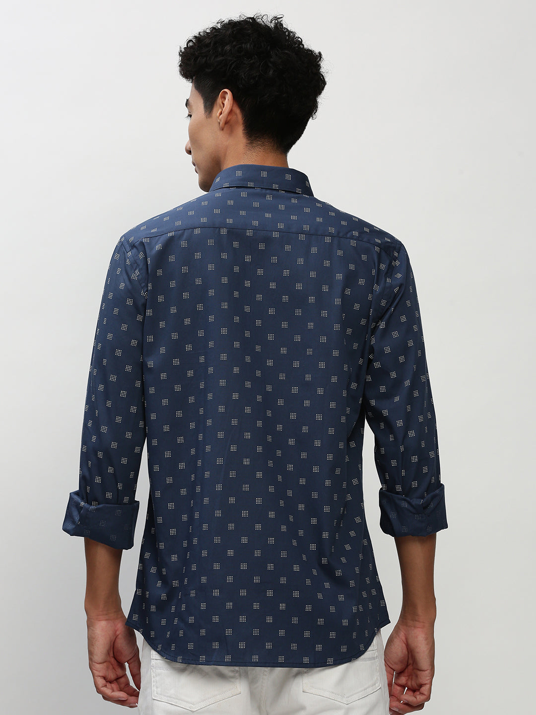 Men Navy Printed Casual Casual Shirts