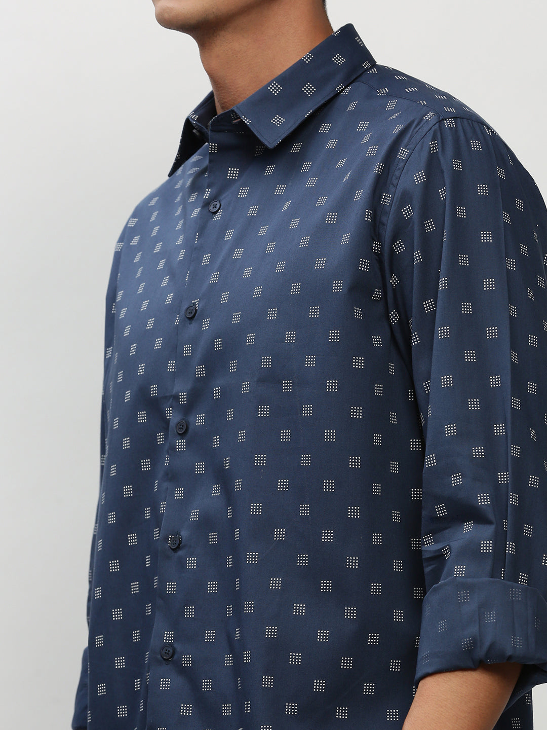 Men Navy Printed Casual Casual Shirts