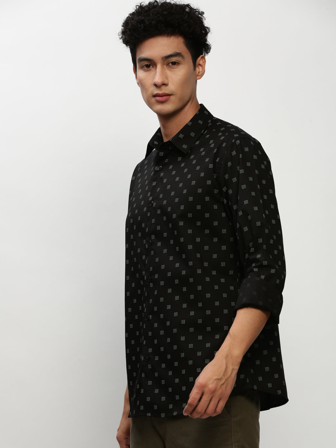 Men Black Printed Casual Casual Shirts