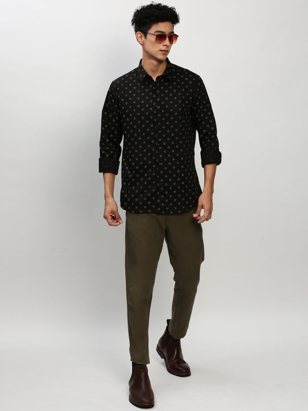 Men Black Printed Casual Casual Shirts