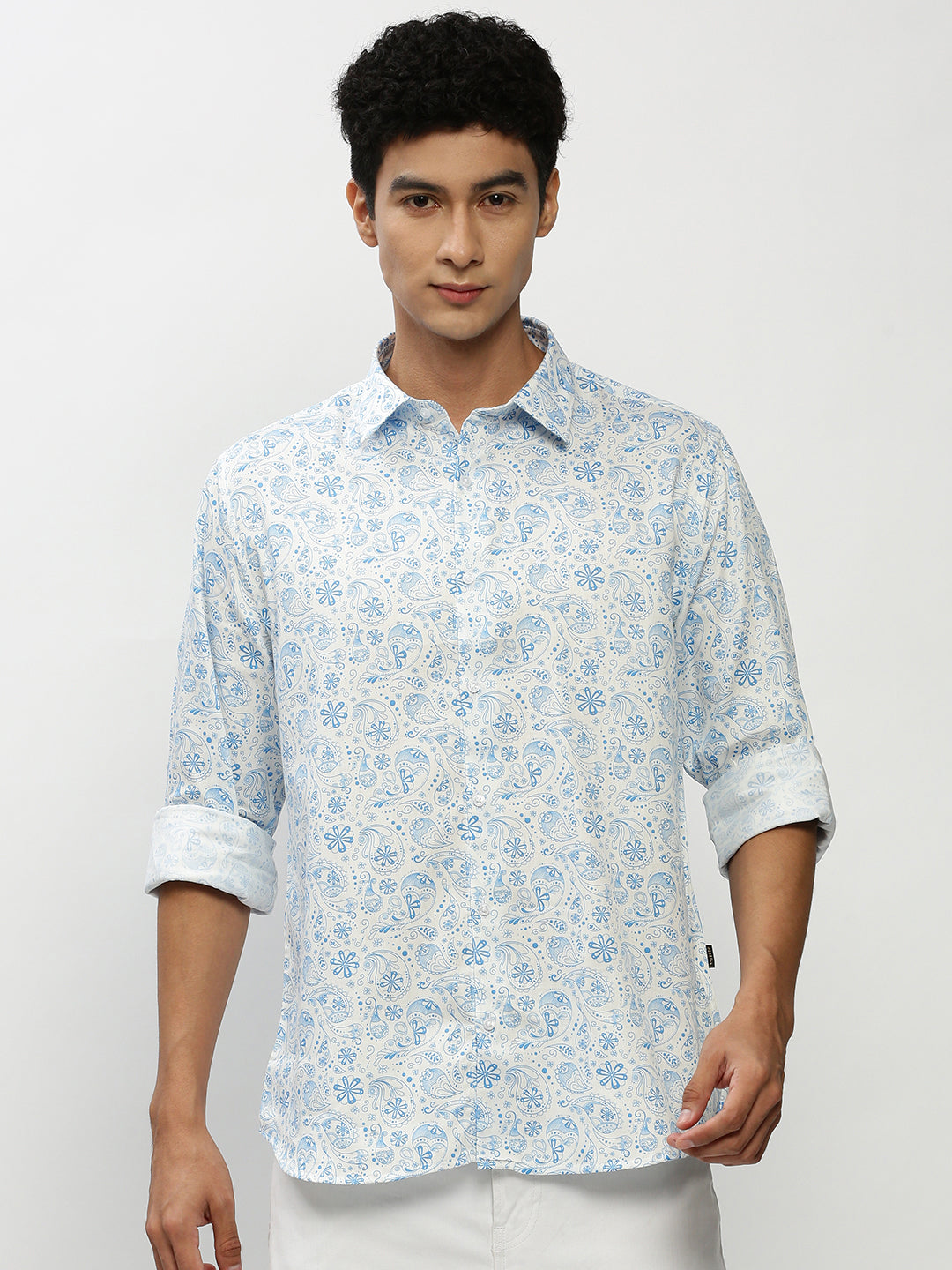 Men Blue Printed Casual Casual Shirts