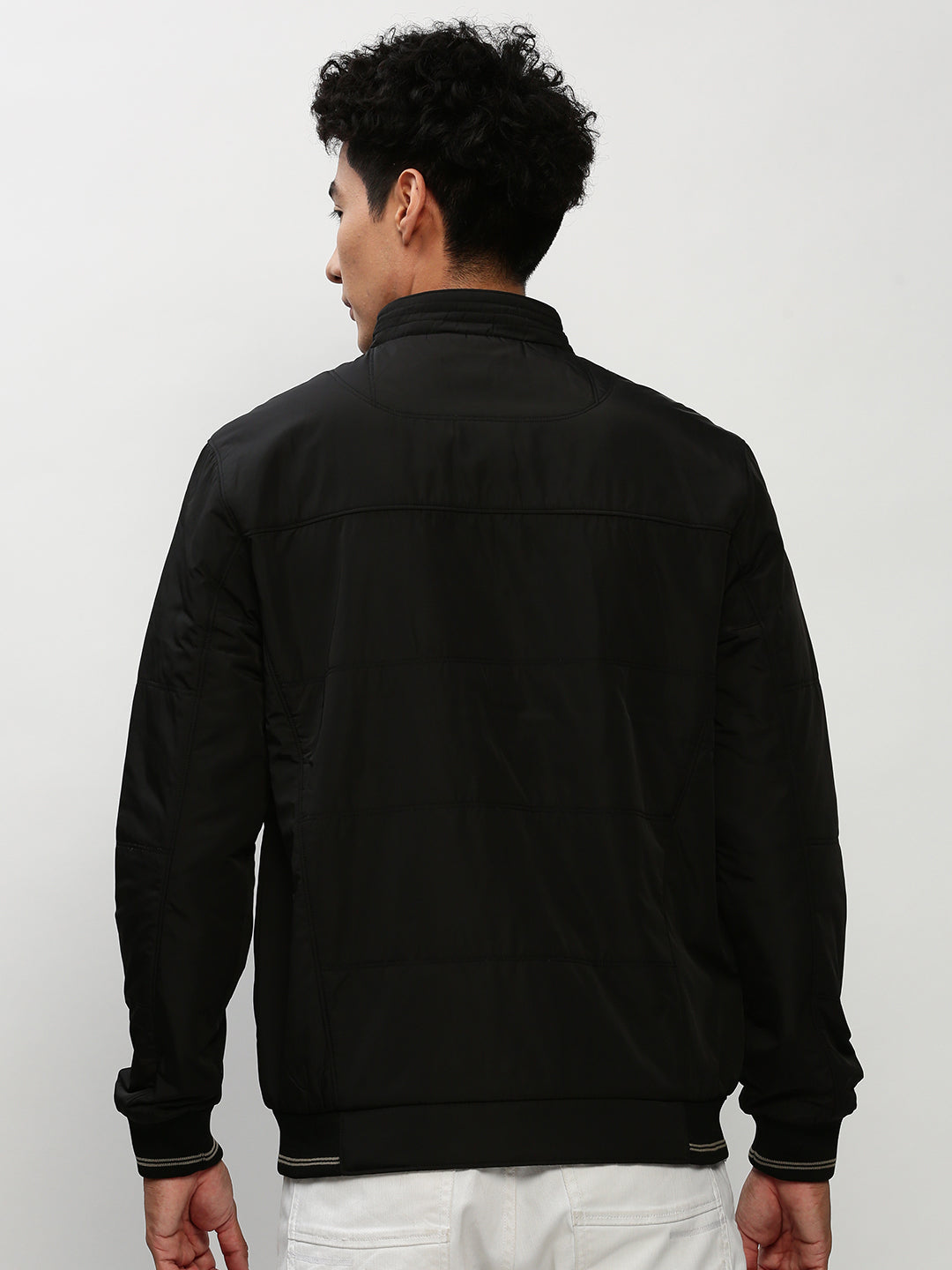 Men's Black Mock Collar Bomber Jacket