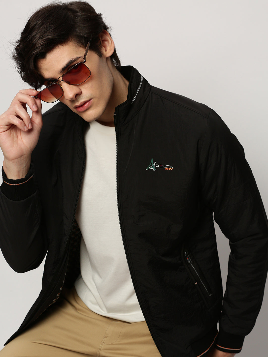 Men Black Solid Casual Bomber Jackets