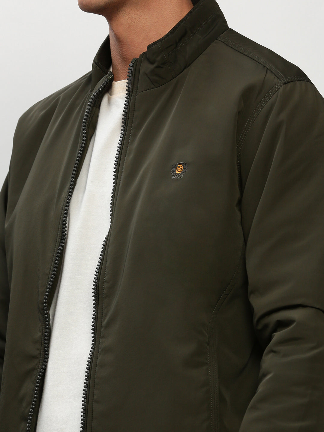 Men Green Solid Casual Bomber Jackets