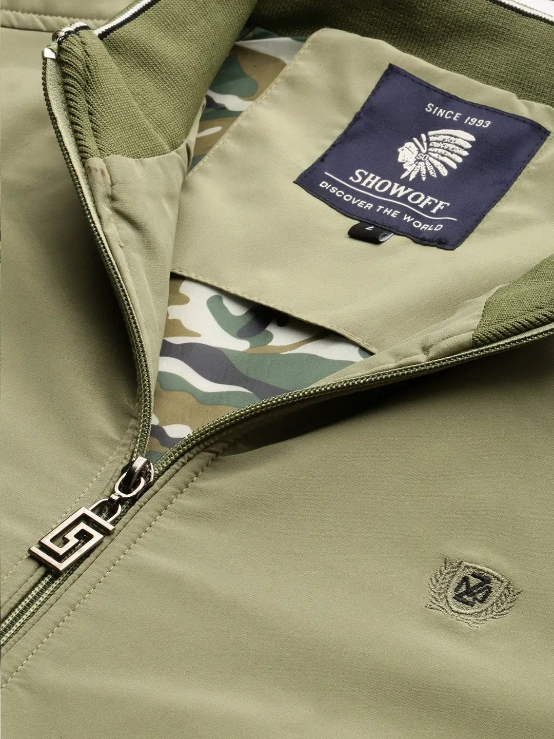Men's Green Solid Casual Bomber Jackets