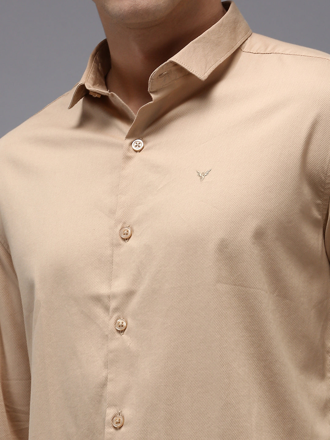 Men's Beige Solid Casual Shirt