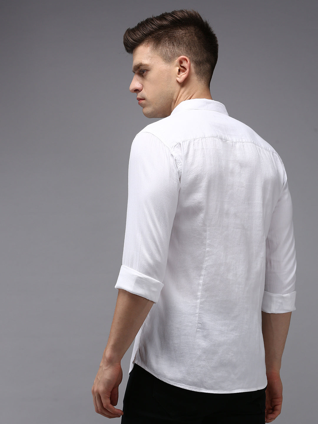 Men's White Solid Casual Shirt