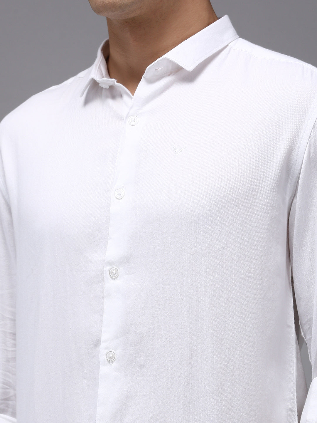 Men's White Solid Casual Shirt