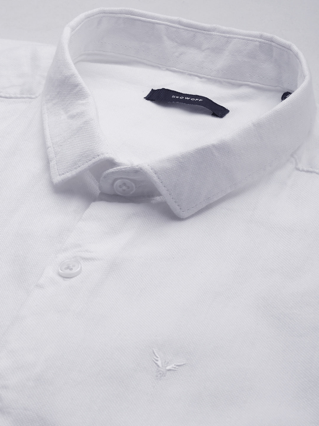 Men's White Solid Casual Shirt