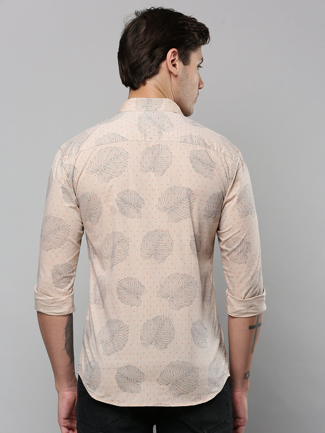 Men Beige Printed Casual Shirt